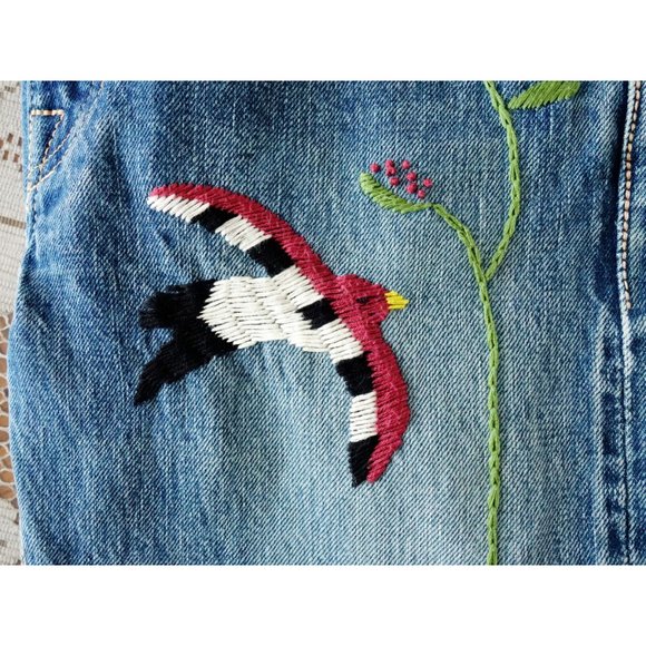 Kapital Japan Stonewash Denim Floral Bird Embroidered Jeans 28 est 25 - Picture 9 of 15